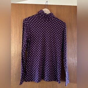 Lands' End Purple Long Sleeve turtleneck with Pink Flowers